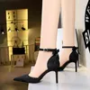 286-a2 Sandals Style Women's Shoes Fashion High-heeled Thin Heel Hollow Shallow Mouth Pointed Flat Head Sandals with Back Bow