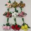 Noel dekorasyon Ang Düğün Dekorasyon Çiçekler Oturma Odası Yapay Çiçek 6 Kafa solmuş mini gül ile çim