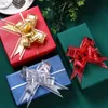 Kerstdecoraties 10 stks massieve kleur trek boog lint kerstcadeaus inpakken Bloem boog Bowknot Natal Noel Navidad Bows For Craft Wedding Car Decor L220916