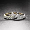 Cluster Ringe Gold Kettenring mit Bling Zirkon Stein für Frauen Modeschmuck Hochzeit Verlobung 2022 Trend