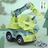 Dinosaurio de construcción para niños fundido a presión, excavadora de ingeniería, camión volquete, modelo educativo DIY, juguetes para niños, coches de juguete 0915