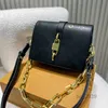 Bolsos de noche Cadena Mujer Bolso de órgano Bolso Monedero Solapa Hombro Crossbody Bolsos Cinturón de cadena extraíble Cerradura de cuero genuino Carteras lisasMulti