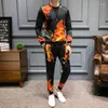 Herrspår 2 -stycken uppsättningar Luxury Street Hip Hop Pullover Chinese Style Tracksuit Jogger Pants Suits Casual Sweatshirts Sweatpants