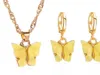 Necklace Earrings Set 2022 Fashion Sweet Alloy Butterfly Charm Earring Colorful Women's Wild Personality Gifts