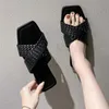 Summer Beach Slippers شرائح أزياء النساء حلوى اللون منقو