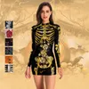 Temat kostym helloween cosplay skr￤mmande kl￤nning f￶r vuxen skelett bodysuit amerikansk karneval party performance dj￤vul sp￶ke kvinnor