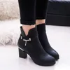Boots Comemore Autumn Winter Women Shoes Red Middle Heel High Heels Ladies Pipe Zipper Short Boot Female 220915
