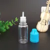 ペットプラスチック製のドロッパーボトル10mlカラフルな子どもの帽子e液体長い薄い先端空のボトル
