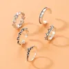 INS TRENDY CROWN COINT RING مجموعات للنساء الرجال عتيقة الفضة الزهور الجيولوجية الحزب المجوهرات anillo 5pcs/مجموعات