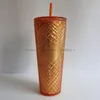 Starbucks Double Plaid Cup Straw Cup 710ml Tumblers Sereia Plástico Água Fria Copos de Café Presente Caneca Pink235d