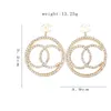Designers de marca de luxo banhado a ouro 18K com letras duplas clipe de pino corrente brincos geométricos mulheres famosas prata 925 cristal strass brinco para festa de casamento