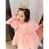 Girl Dresses Girls Princess Dress With Bow Sweet Mesh Kids Birthday Party Prom Gown Children Suspenders Vestidos Summer 1-6Y