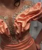 ASO EBI 2023 Arabskie syrenę wieczorowe sukienki koralikowe Kryształy Satynowe Sheer Szyja PROM Formalne imprezę Drugi suknie przyjęte szampan Blush plus rozmiar
