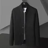 L￣ de l￣ masculina Blends Solid Color Cardigan Jacket Men Knit Stand Casual Collar Cardigan Cardigan Men Corean Khaki preto cinza grande jaqueta de tamanho grande 220915