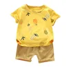 Vêtements Ensemble de mode pour tout-petit bébé garçons d'été à manches courtes à manches courtes à manches à manches florales haut de gorgée 2pcs décontractés