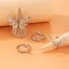 INS Big Butterfly Joint Ring Sets für Frauen Silber Farbe Geometrie Legierung Metall Öffnung Ring Schmuck 4 teile/sätze