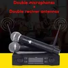 Microphones Professional Wireless Microphone KTV Karaoke Two-channel Handheld Adjustable Frequency Microphone Singing Machine Mic For Party T220916