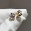 Boucles d'oreilles à tige en argent 925, or Rose Original, Test de diamant, taille ronde brillante, Total 2 carats, couleur D, pierre précieuse Moissanite, cadeau