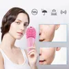 Spazzola per il lavaggio del viso in silicone, vibrazione, dispositivi per la pulizia del viso alimentati impermeabili, spazzole per uso domestico, bellezza