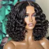 Bob Loose Wave Transparent 13x4 Spets Front Wig Human Hair Wigs For Women