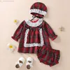 Familjsmatchande kläder Citgeett Autumn Christmas Spädbarn Baby Girls Plaid Dot Print Lång ärm Ruffle Pullover/Dress Bowknot Shorts Hat Xmas