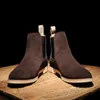 Chelsea Men Boots Pointed Head Cuff Suede Low Top Casual Fashion Comfortable Business Handmade Men Shoes Da68