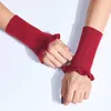Diz Pedler Kore tarzı kadınlar şeritli örme sahte kollu manşetler düz renkli kış sonbahar kol ısıtıcılar streç fırfırlar parmaksız eldivenler