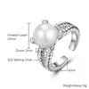Anillo ajustable clásico de plata de ley S925 para mujer, anillos de boda a la moda para mujer con regalo de aniversario de perla de concha