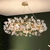 Lustres de cristal românticos Flor Artistic Flower Round Lustelier Lights American Modern Hanging Lâmpadas Art Deco Droplight Diâmetro de 60 cm a 120cm