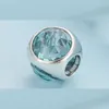 100% 925 Sterling Silver Green Radiant Droplet med fasetterad kubisk zirkoniumsten passar europeiska pandora smycken charmarmband