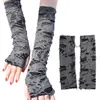 Genouillères Accessoires vestimentaires Gants déchirés sans doigts Halloween Coude Bras Manches Sexy Gothique Noir