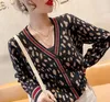 Pulls pour femmes de luxe GGity lettre tricot cardigan simple boutonnage épissé coréen laine mélangée vêtements pour femmes