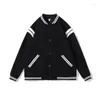 Herrjackor män 2022 Autumn Mens Baseball Suit Fashion Single Button Bomber Jacket Casual Stand Collar Long Sleeve Men Outwear