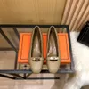 2022 Nuevos zapatos de ballet Flats casuales plano Toe de cuero b￡sico Tweed Tweed Brazo empalmado de dos colores