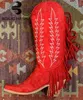 Stivali Stivali western ricamati per le donne Cowboy Cow Girls Fringe Tassel Design Stivali alti al ginocchio alla caviglia Vintage Scarpe nuove di zecca Comode T220915