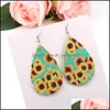 Dangle Chandelier Dangle Chandelier Ethnic Style Earring Retro Double Sided Fashion Drop Polychromatic Sunflower Litchi Peel Printin Dhhkz