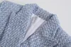 여자 정장 여성 더블 가슴 블레이저 코트 빈티지 패션 트위드 긴 슬리브 플랩 포켓 암컷 겉옷 세련