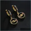 Hoop Huggie Pipitree Zircon Jewelry Round Charm Evil Eye Earrings Mticolor Cz Stones Hoop Loops For Women Lady Fashion Brincos Hie Dhrfy