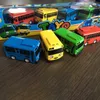 Diecast Cars 4 unids/set Anime Tayo the Little juguetes educativos dibujos animados Mini plástico Pull Back Bus modelo de coche juguete para niños regalos de Navidad 0915