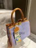 Bolso de diseñador Bolso de lona cruzado Marca de París Bolsos con letras Rayas Compras Tote de hombro de playa Diseñadores de lujo Calidad