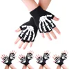 1/2/5 paia guanto di Halloween scheletro per bambini caldo bagliore nel buio guanti lavorati a maglia senza dita guanto leggero per bambini FY5602 913