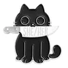 Cute animal cat brooch Metal badge Black cat holds knife English clothing accessories Collar pin button