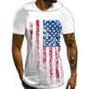 Men039s T-shirts Arrivée Tops WomenSmen039 Imprimé drapeau américain Tshirt à capuche Tshirt décontracté avec Cap Man à manches courtes PU3970788