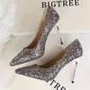 9219-1 Sandals Fashion Women's Shoes High Heel Shallow Mouth Pointed Sparkle Sequin Sexy Thin Nightclub Single