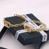 Fashion Gold Plated Brand Designers Double Letters Stud Clip Chain Geometric Famous Women Sier Crystal Rhinestone Earring Wedding Party