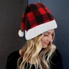 Ball Caps Noel Baba Noel Şapkaları Kırmızı Siyah Ekose Xmas Cap Homenavidad 2022 Noel dekorasyonu için Noel dekorasyonları