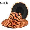 Berets Fedora Hats Women Men Trilby Caps Wool Fedoras Tiger Print Winter Autumn Warm Jazz Hat Lady Cap