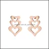 Hoop Huggie Stainless Steel Earrings For Women Fashion Small Black Flower Key Crown Nurse Star Stud Earring Piercing Jewelry Gifts 1 Dhkup