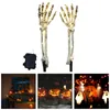 Party Decoration 1Pair Skeleton Hand Solar Light Outdoor Lighted Arm Stakes Glowing Skull Hands Halloween Lawn Lamp 220915