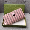 Kvällspåsar Ny axel 22 påsar Designer Fashion Pink Stripes Purse Blue Old Flowret Plånböcker Kedja Crobody Clutch Canvas Leather Fold Card